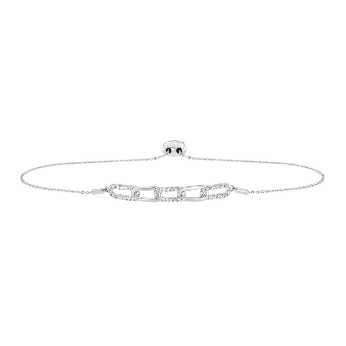The Camille Paperclip: 0.31 CTW Round Lab-Grown Diamond Alternating Link Bolo Bracelet