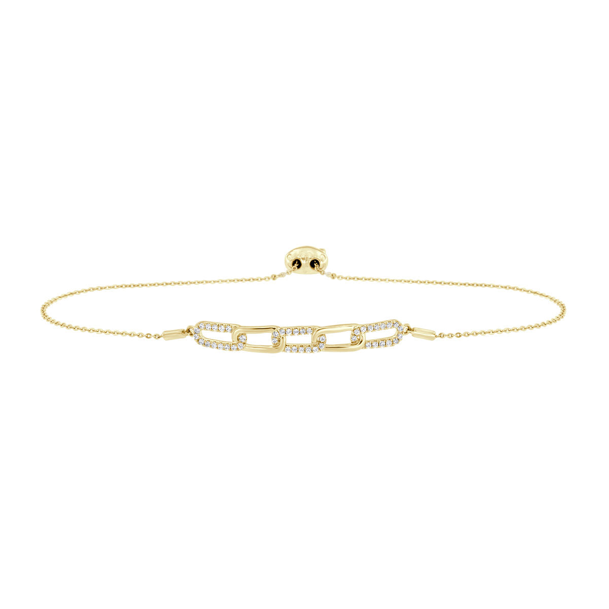 The Camille Paperclip: 0.31 CTW Round Lab-Grown Diamond Alternating Link Bolo Bracelet