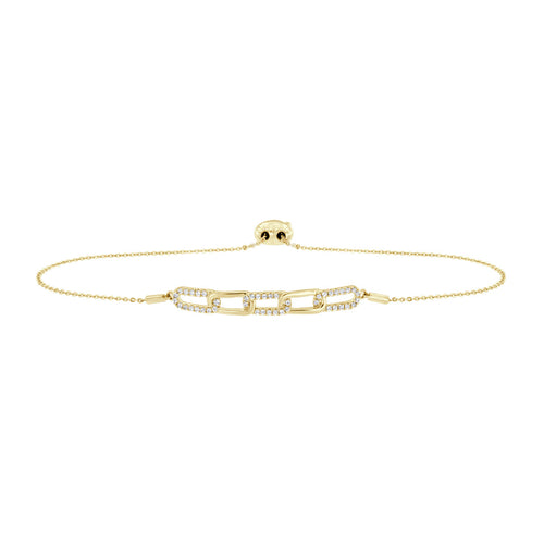 The Camille Paperclip: 0.31 CTW Round Lab-Grown Diamond Alternating Link Bolo Bracelet