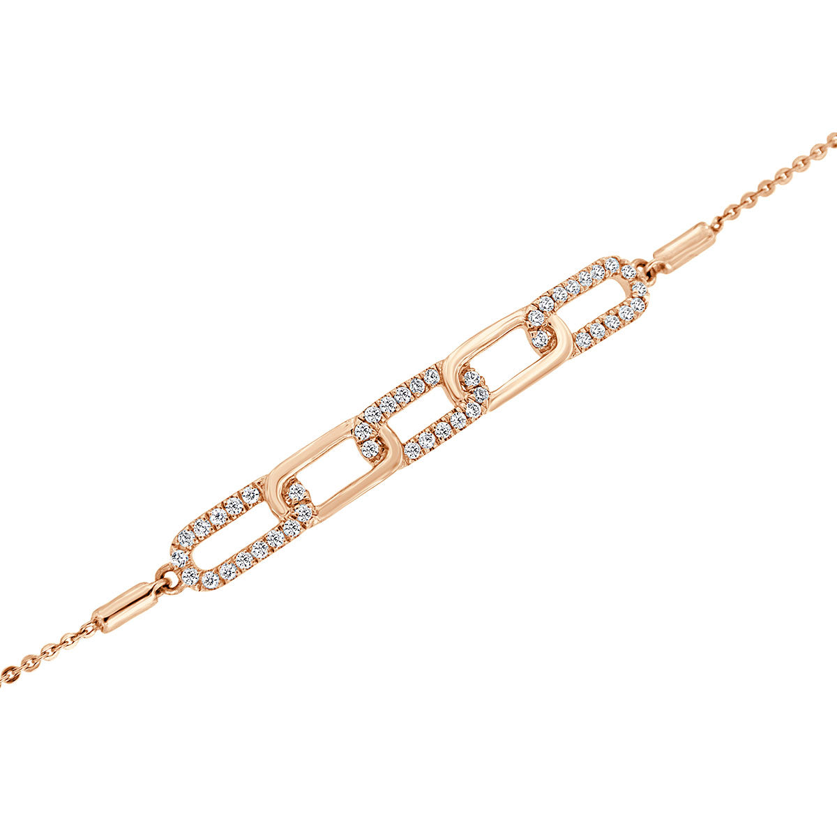The Camille Paperclip: 0.31 CTW Round Lab-Grown Diamond Alternating Link Bolo Bracelet