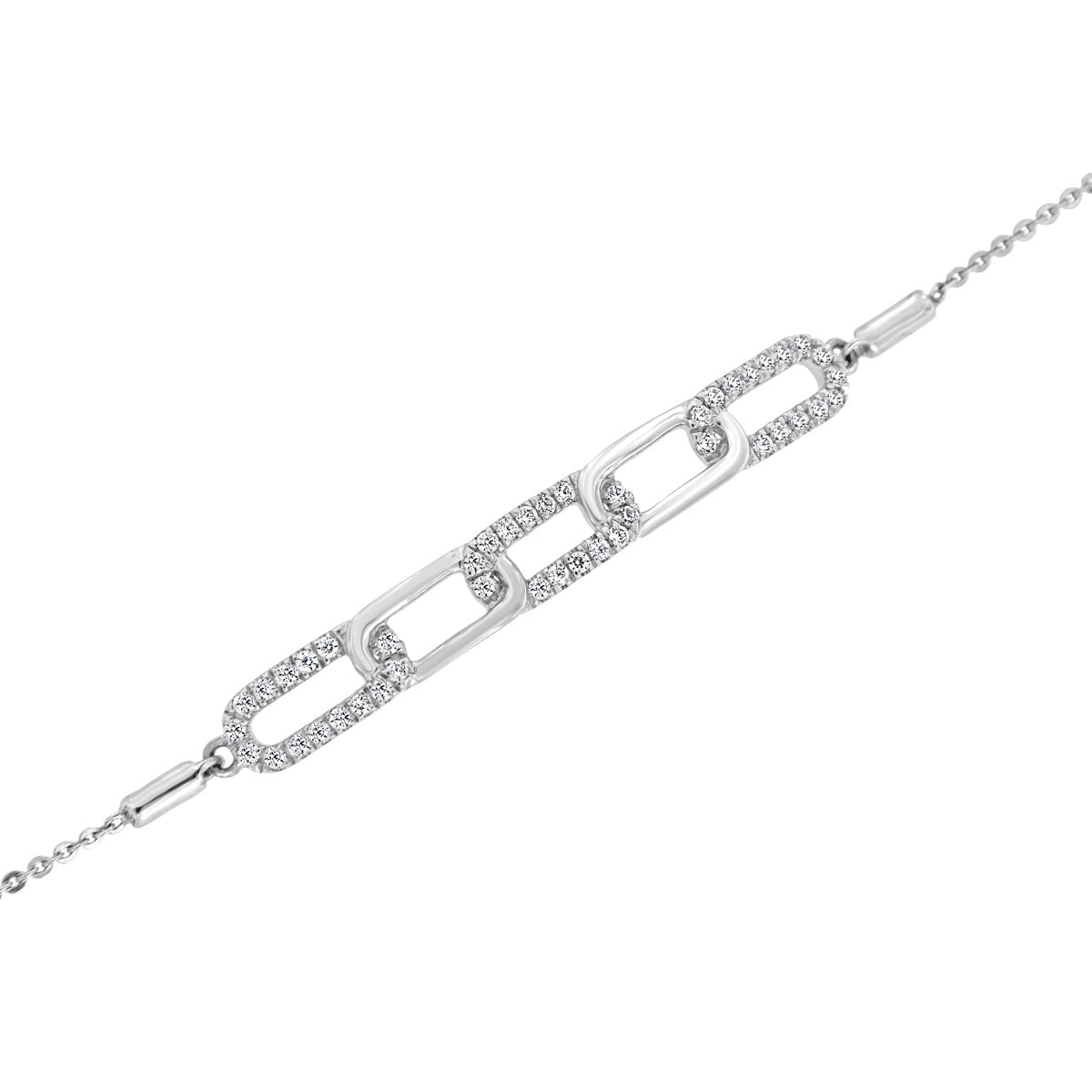 The Camille Paperclip: 0.31 CTW Round Lab-Grown Diamond Alternating Link Bolo Bracelet