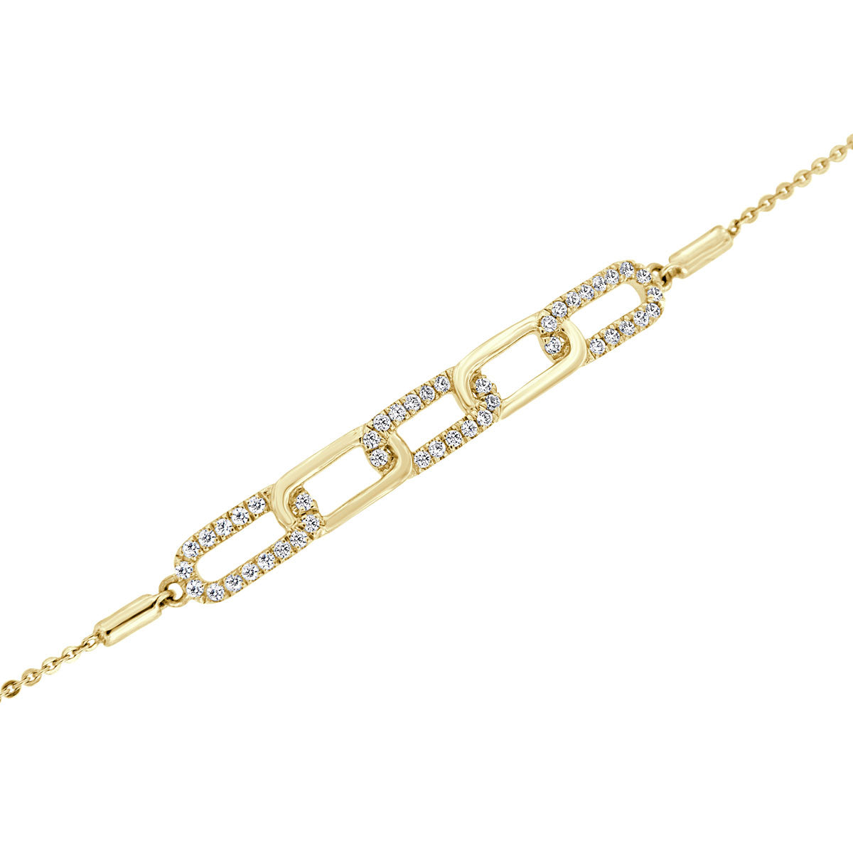 The Camille Paperclip: 0.31 CTW Round Lab-Grown Diamond Alternating Link Bolo Bracelet