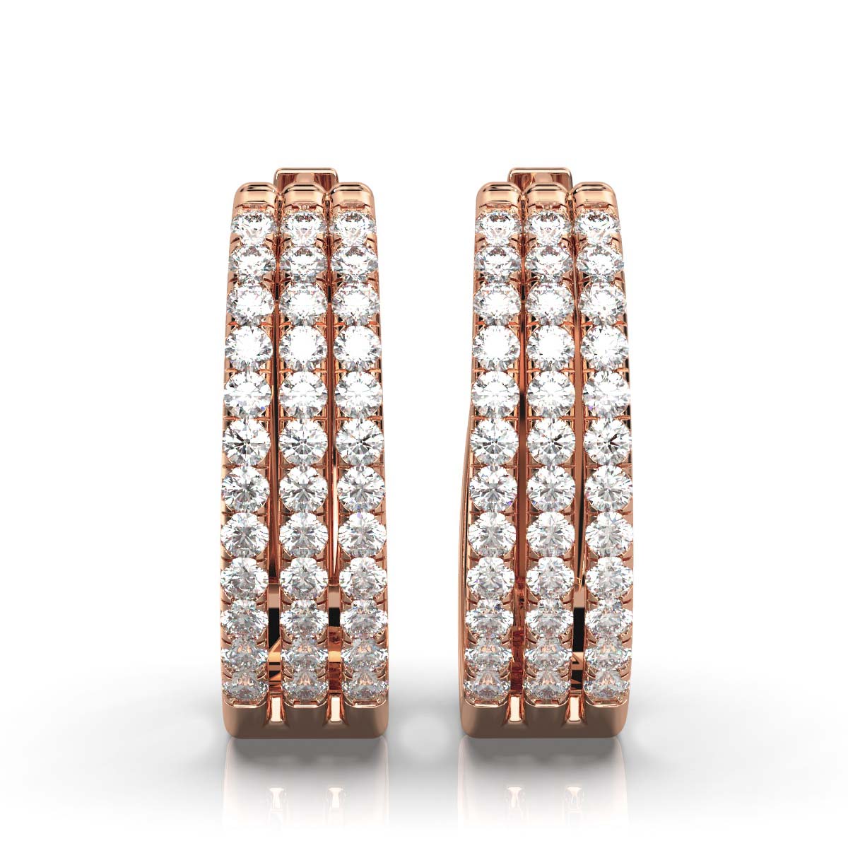 The Empress Triple-Row: 1.22 CTW Lab-Grown Diamond Pavé Huggie Hoops 14K-18K Gold/Platinum