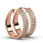 The Empress Triple-Row: 1.22 CTW Lab-Grown Diamond Pavé Huggie Hoops 14K-18K Gold/Platinum