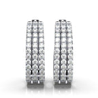 The Empress Triple-Row: 1.22 CTW Lab-Grown Diamond Pavé Huggie Hoops 14K-18K Gold/Platinum