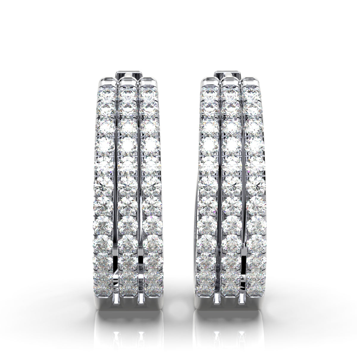 The Empress Triple-Row: 1.22 CTW Lab-Grown Diamond Pavé Huggie Hoops 14K-18K Gold/Platinum