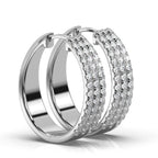 The Empress Triple-Row: 1.22 CTW Lab-Grown Diamond Pavé Huggie Hoops 14K-18K Gold/Platinum