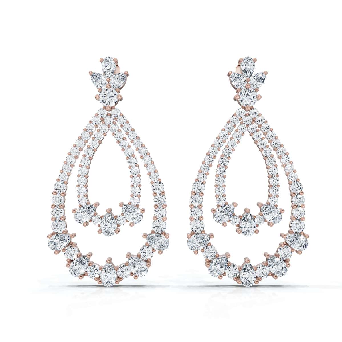 The Sovereign Pear: 8.36 CTW Double-Teardrop Chandelier Lab-Grown Diamond Earrings 14K-18K Diamond/Platinum