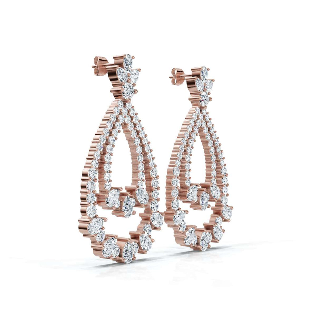 The Sovereign Pear: 8.36 CTW Double-Teardrop Chandelier Lab-Grown Diamond Earrings 14K-18K Diamond/Platinum