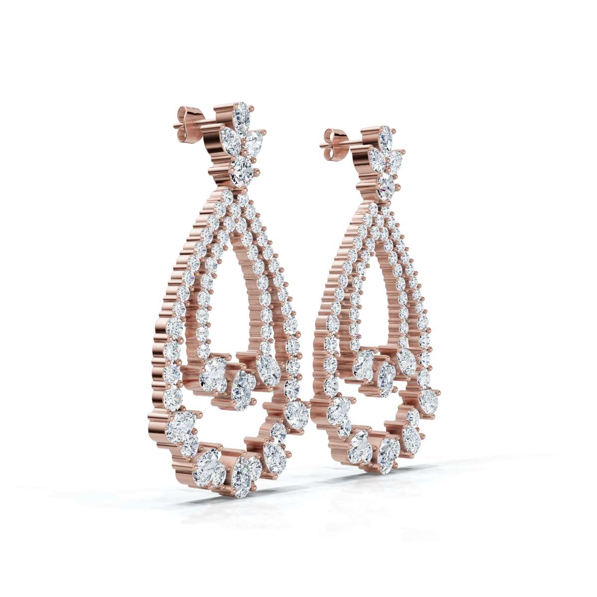 The Sovereign Pear: 8.36 CTW Double-Teardrop Chandelier Lab-Grown Diamond Earrings 14K-18K Diamond/Platinum