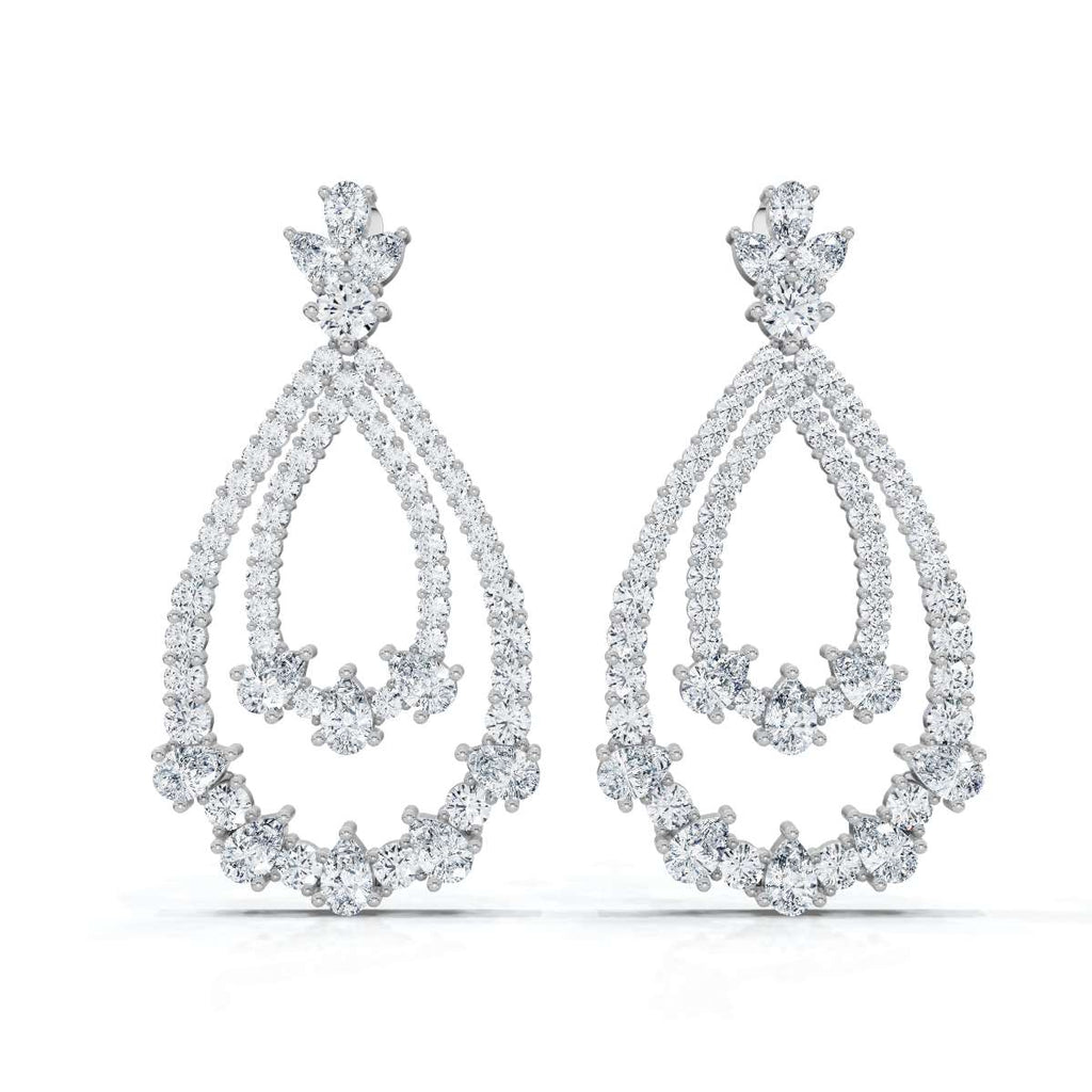 The Sovereign Pear: 8.36 CTW Double-Teardrop Chandelier Lab-Grown Diamond Earrings 14K-18K Diamond/Platinum
