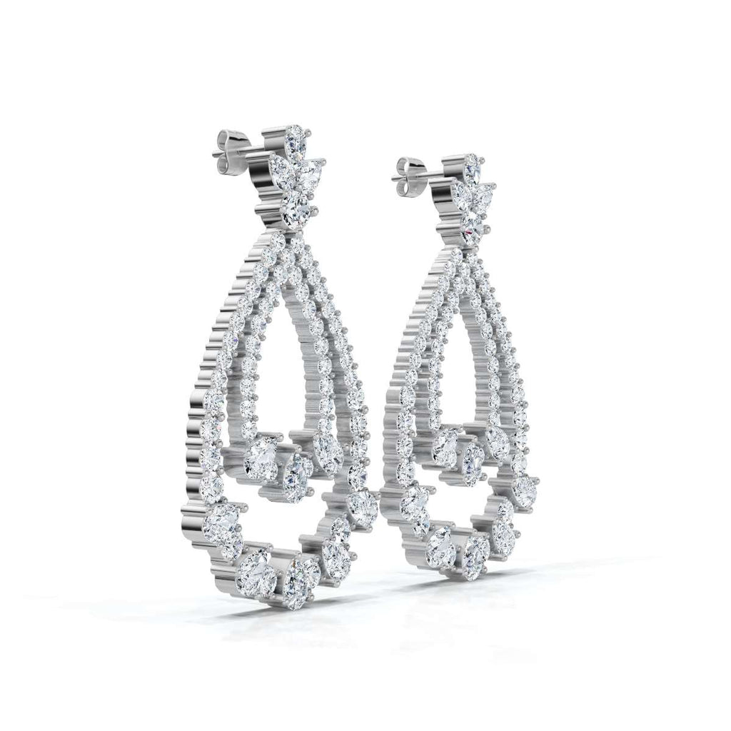 The Sovereign Pear: 8.36 CTW Double-Teardrop Chandelier Lab-Grown Diamond Earrings 14K-18K Diamond/Platinum
