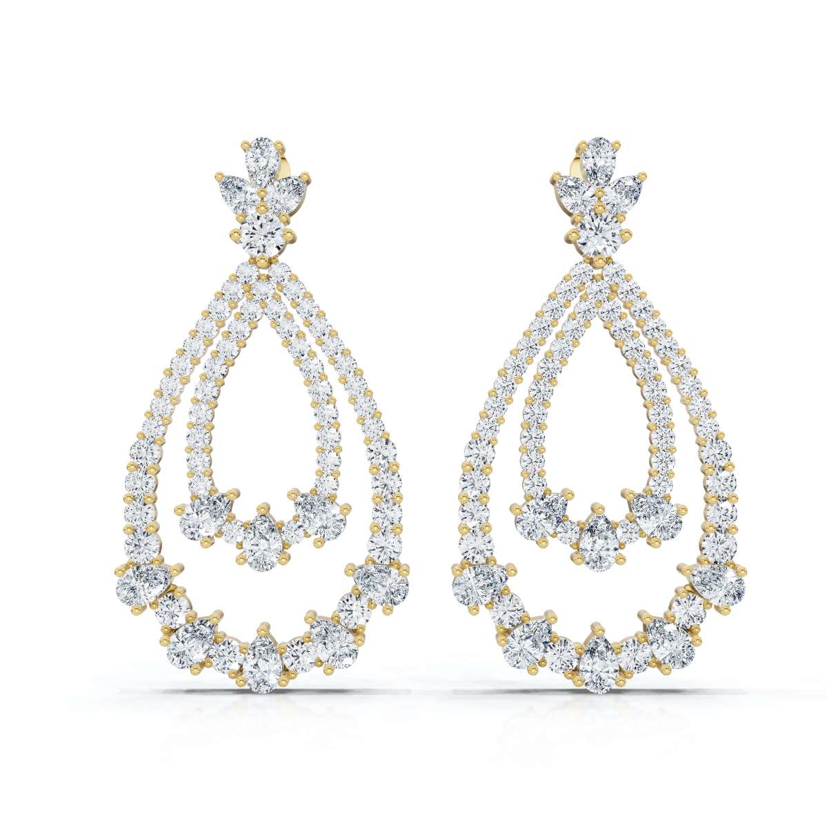 The Sovereign Pear: 8.36 CTW Double-Teardrop Chandelier Lab-Grown Diamond Earrings 14K-18K Diamond/Platinum