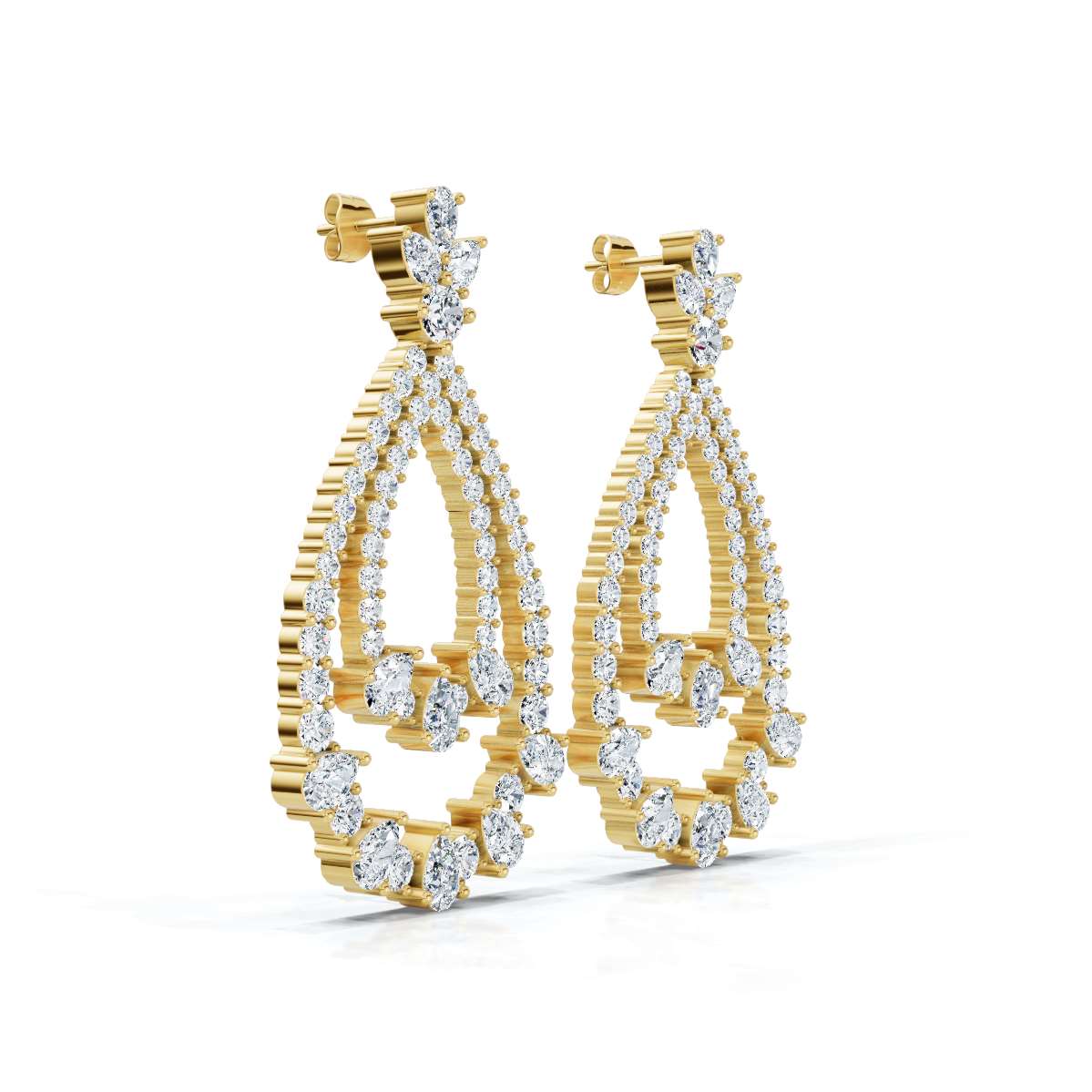 The Sovereign Pear: 8.36 CTW Double-Teardrop Chandelier Lab-Grown Diamond Earrings 14K-18K Diamond/Platinum