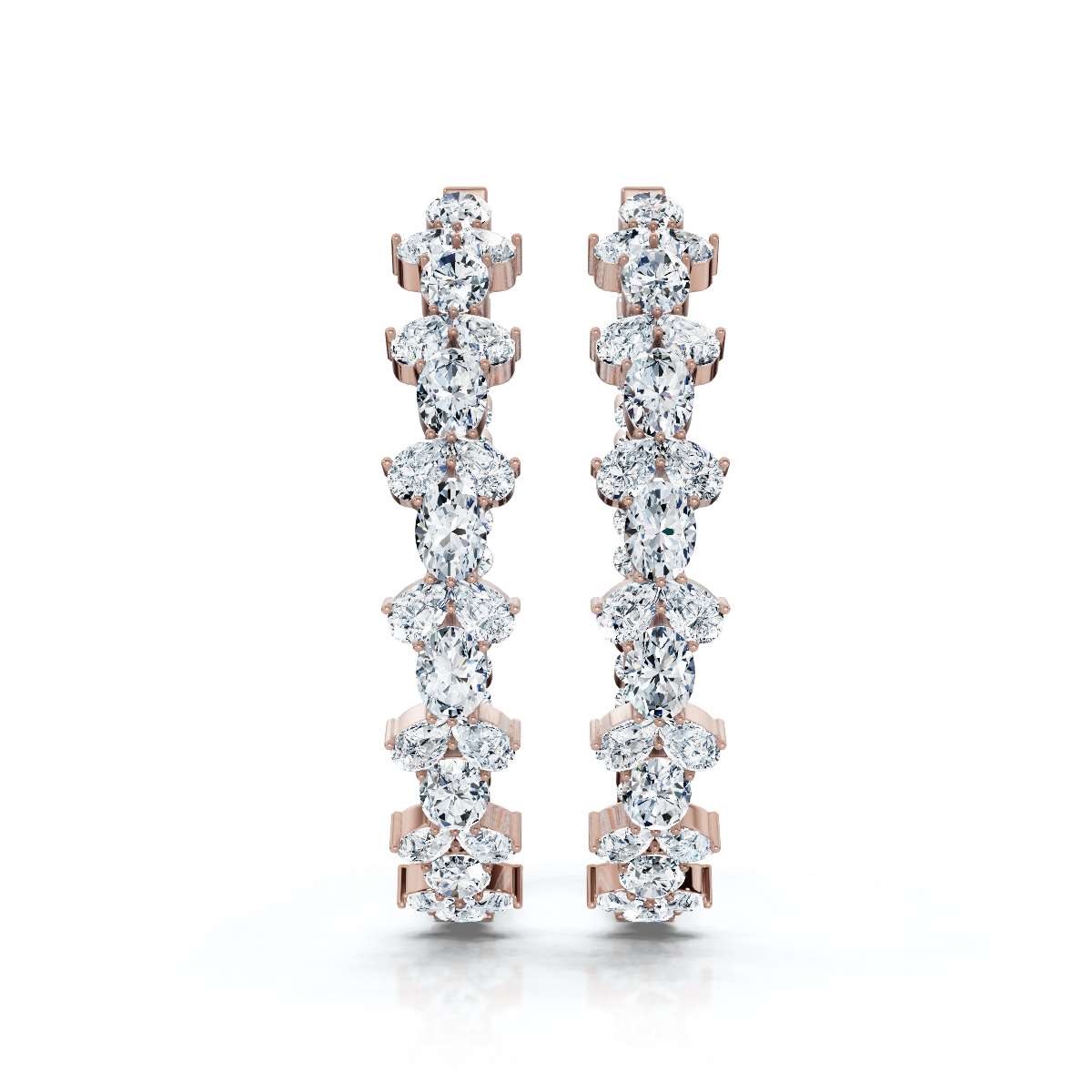 The Sovereign Mosaic: 7.84 CTW Mixed-Cut Multi-Shape Inside-Out Diamond Hoop Earrings 14K-18K Gold/Platinum