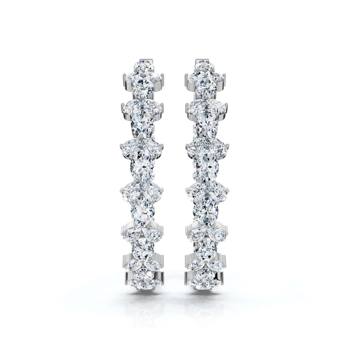 The Sovereign Mosaic: 7.84 CTW Mixed-Cut Multi-Shape Inside-Out Diamond Hoop Earrings 14K-18K Gold/Platinum