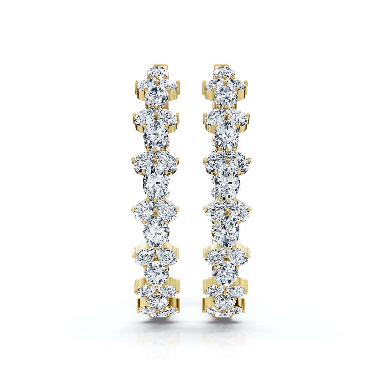 The Sovereign Mosaic: 7.84 CTW Mixed-Cut Multi-Shape Inside-Out Diamond Hoop Earrings 14K-18K Gold/Platinum