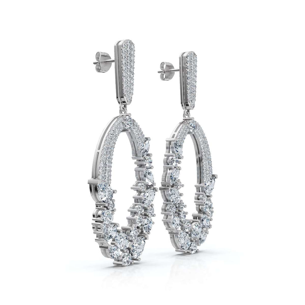 The Sovereign Asymmetric: 8.12 CTW Mixed-Cut Multi-Shape Oval Chandelier Earrings 14K-18K Gold/Platinum
