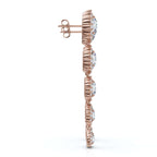 The Sovereign Cascade: 11.77 CTW Graduated Round Brilliant Halo Drop Earrings 14K-18K Gold/Platinum