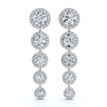 The Sovereign Cascade: 11.77 CTW Graduated Round Brilliant Halo Drop Earrings 14K-18K Gold/Platinum