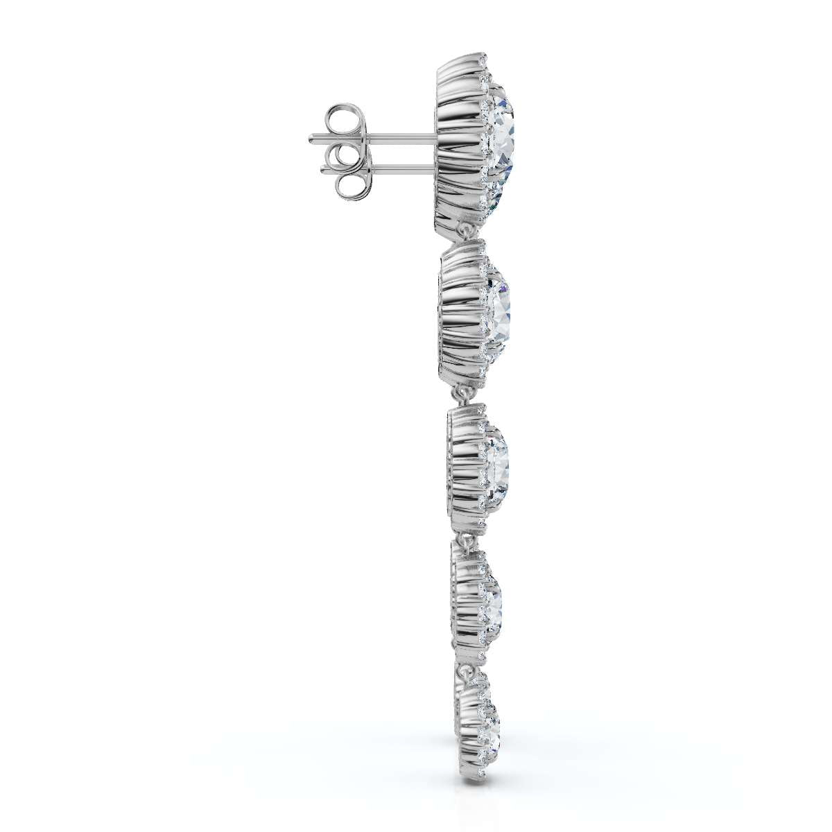 The Sovereign Cascade: 11.77 CTW Graduated Round Brilliant Halo Drop Earrings 14K-18K Gold/Platinum