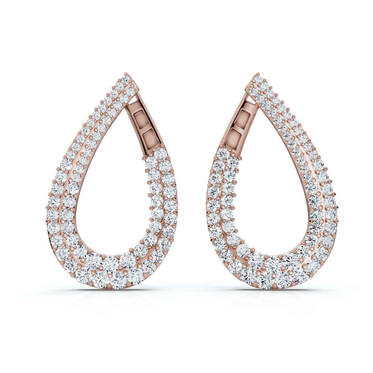 The Sovereign Twist: 3.93 CTW Architectural Infinity Teardrop Hoop Earrings 14K-18K Gold/Platinum