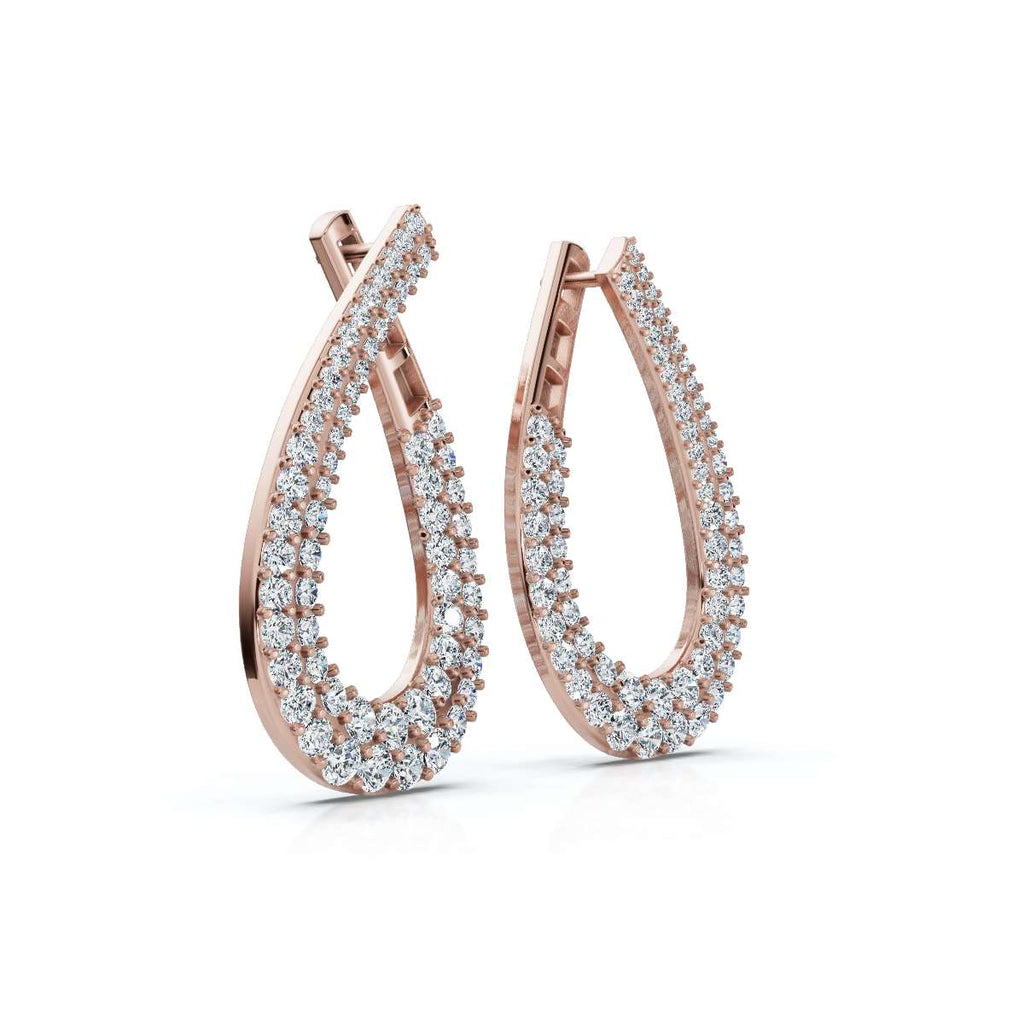 The Sovereign Twist: 3.93 CTW Architectural Infinity Teardrop Hoop Earrings 14K-18K Gold/Platinum