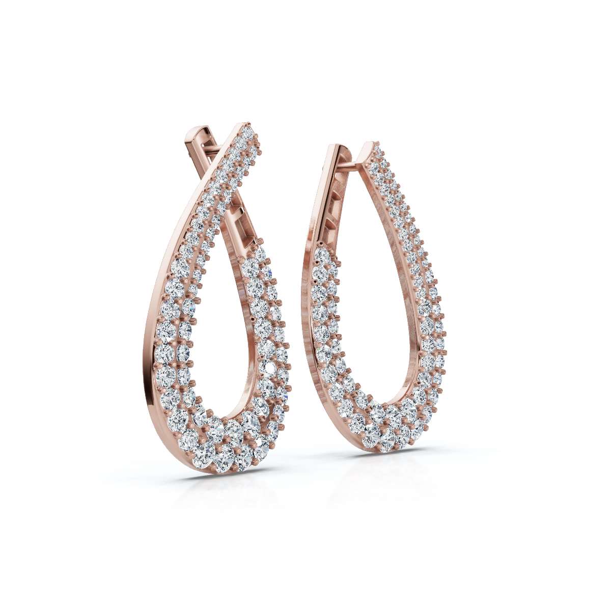 The Sovereign Twist: 3.93 CTW Architectural Infinity Teardrop Hoop Earrings 14K-18K Gold/Platinum