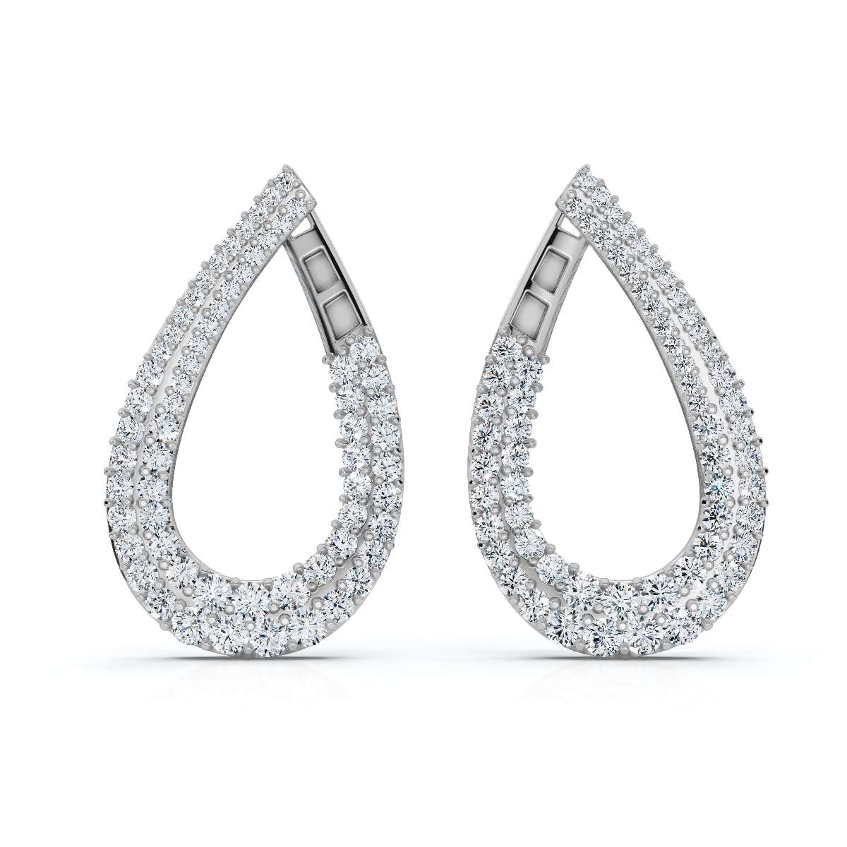 The Sovereign Twist: 3.93 CTW Architectural Infinity Teardrop Hoop Earrings 14K-18K Gold/Platinum