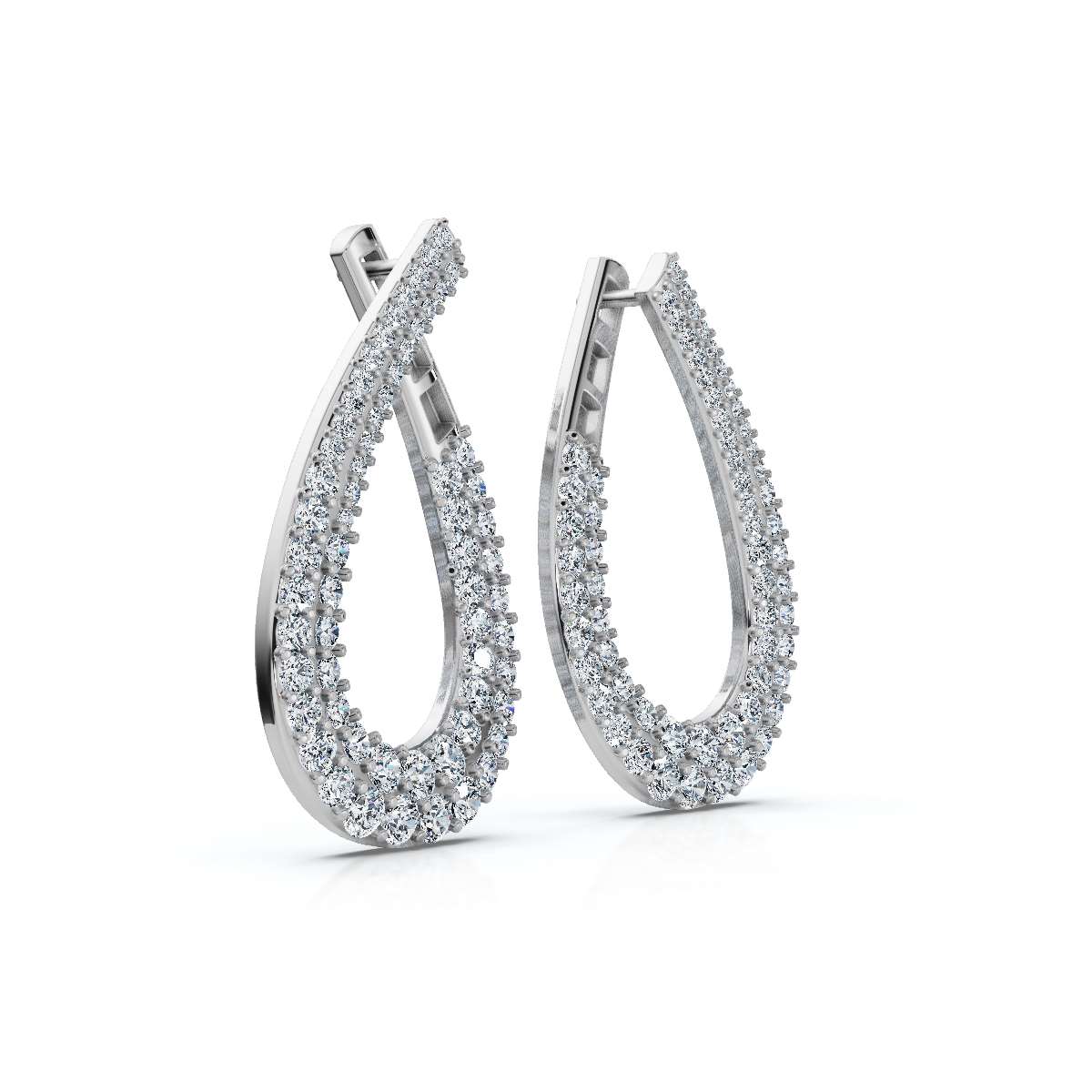 The Sovereign Twist: 3.93 CTW Architectural Infinity Teardrop Hoop Earrings 14K-18K Gold/Platinum
