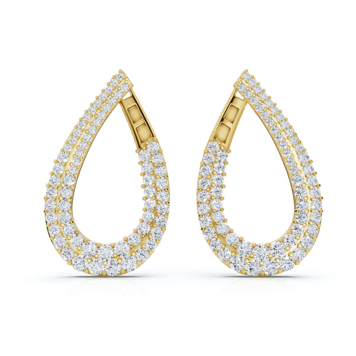 The Sovereign Twist: 3.93 CTW Architectural Infinity Teardrop Hoop Earrings 14K-18K Gold/Platinum