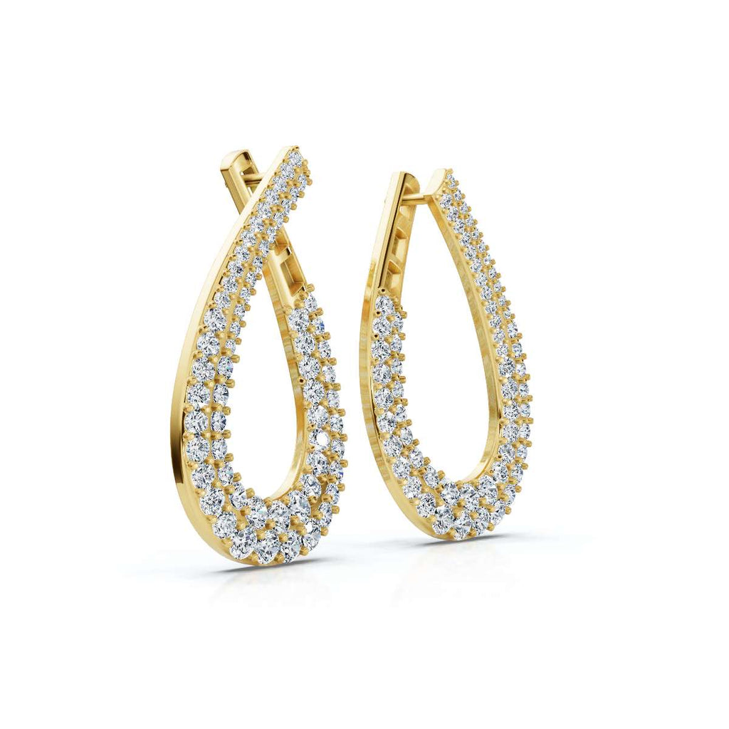 The Sovereign Twist: 3.93 CTW Architectural Infinity Teardrop Hoop Earrings 14K-18K Gold/Platinum