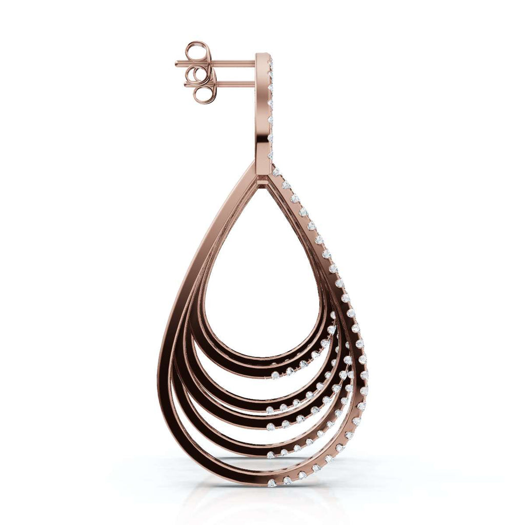 The Sovereign Cascade: 2.65 CTW Triple-Nested Teardrop Drop Earrings 14-18K Gold/Platinum