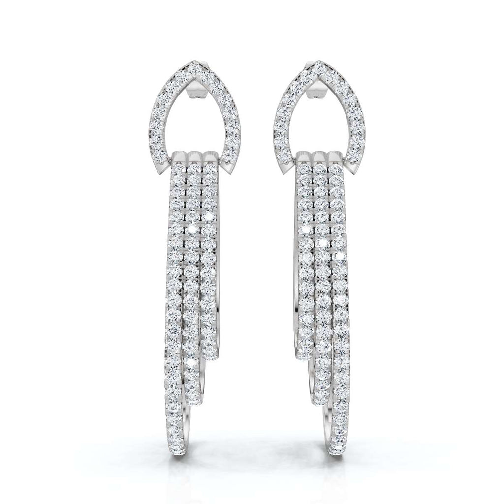 The Sovereign Cascade: 2.65 CTW Triple-Nested Teardrop Drop Earrings 14-18K Gold/Platinum