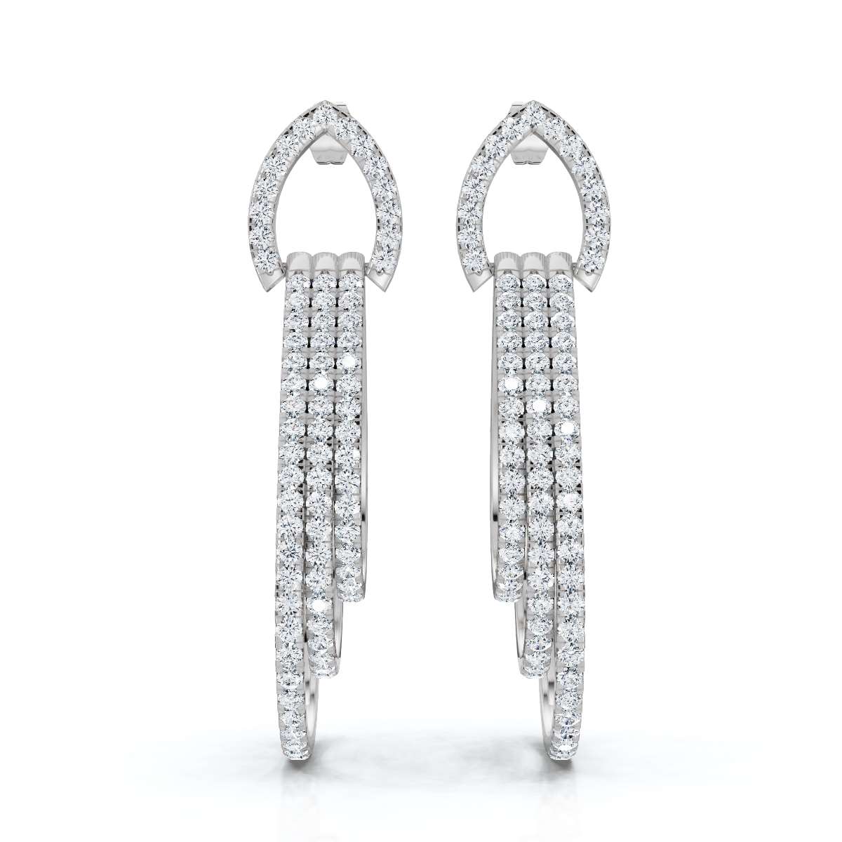 The Sovereign Cascade: 2.65 CTW Triple-Nested Teardrop Drop Earrings 14-18K Gold/Platinum