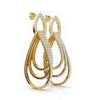 The Sovereign Cascade: 2.65 CTW Triple-Nested Teardrop Drop Earrings 14-18K Gold/Platinum