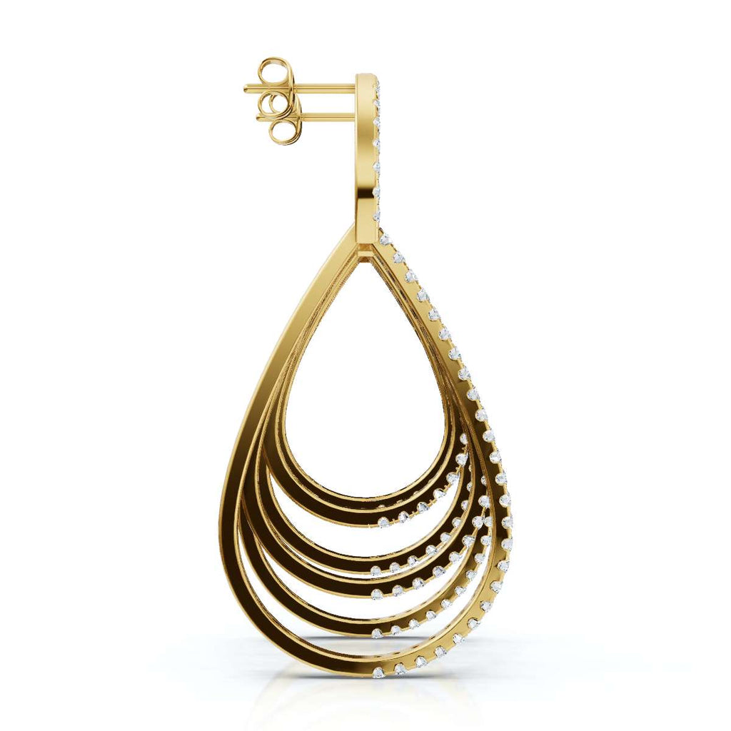 The Sovereign Cascade: 2.65 CTW Triple-Nested Teardrop Drop Earrings 14-18K Gold/Platinum