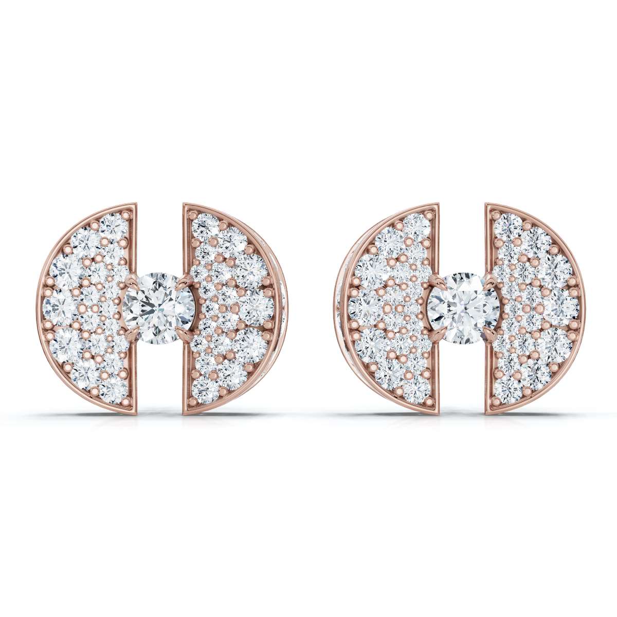The Eclipse Split-Disc: 3.72 CTW Architectural Solitaire Stud Earrings 14K-18K Gold/Platinum