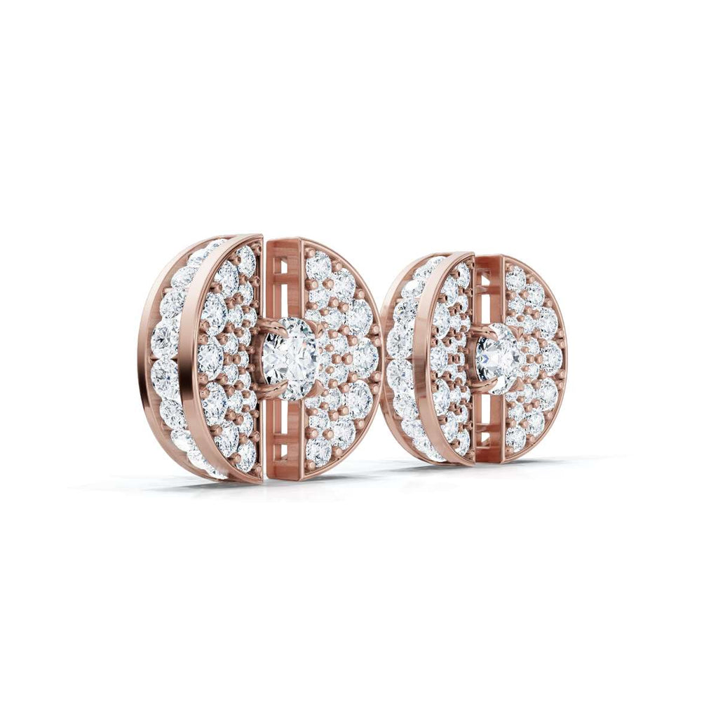 The Eclipse Split-Disc: 3.72 CTW Architectural Solitaire Stud Earrings 14K-18K Gold/Platinum