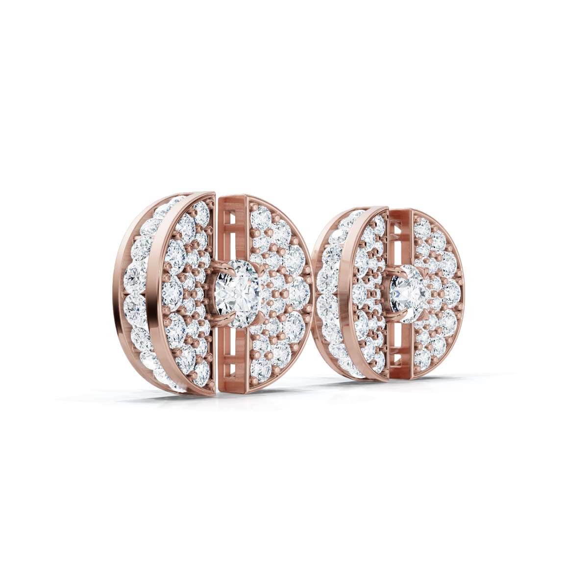 The Eclipse Split-Disc: 3.72 CTW Architectural Solitaire Stud Earrings 14K-18K Gold/Platinum