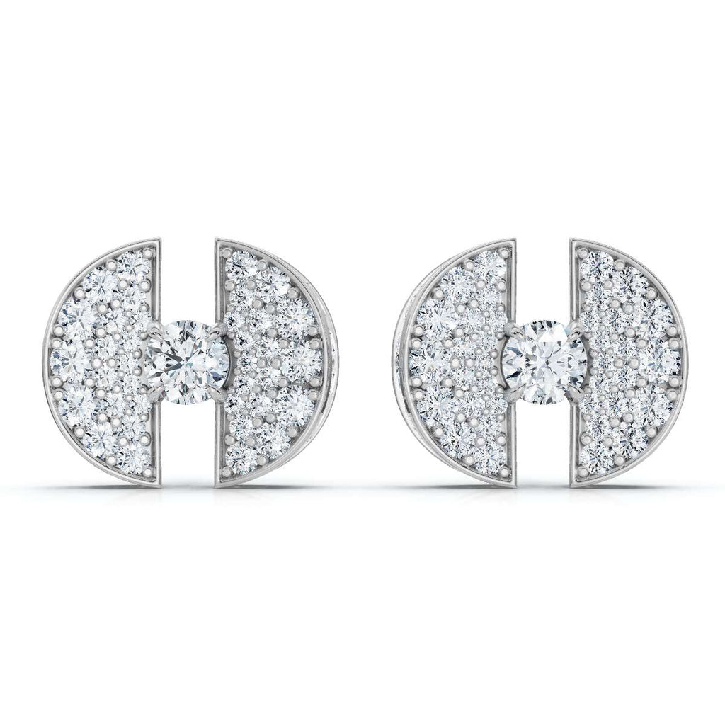 The Eclipse Split-Disc: 3.72 CTW Architectural Solitaire Stud Earrings 14K-18K Gold/Platinum