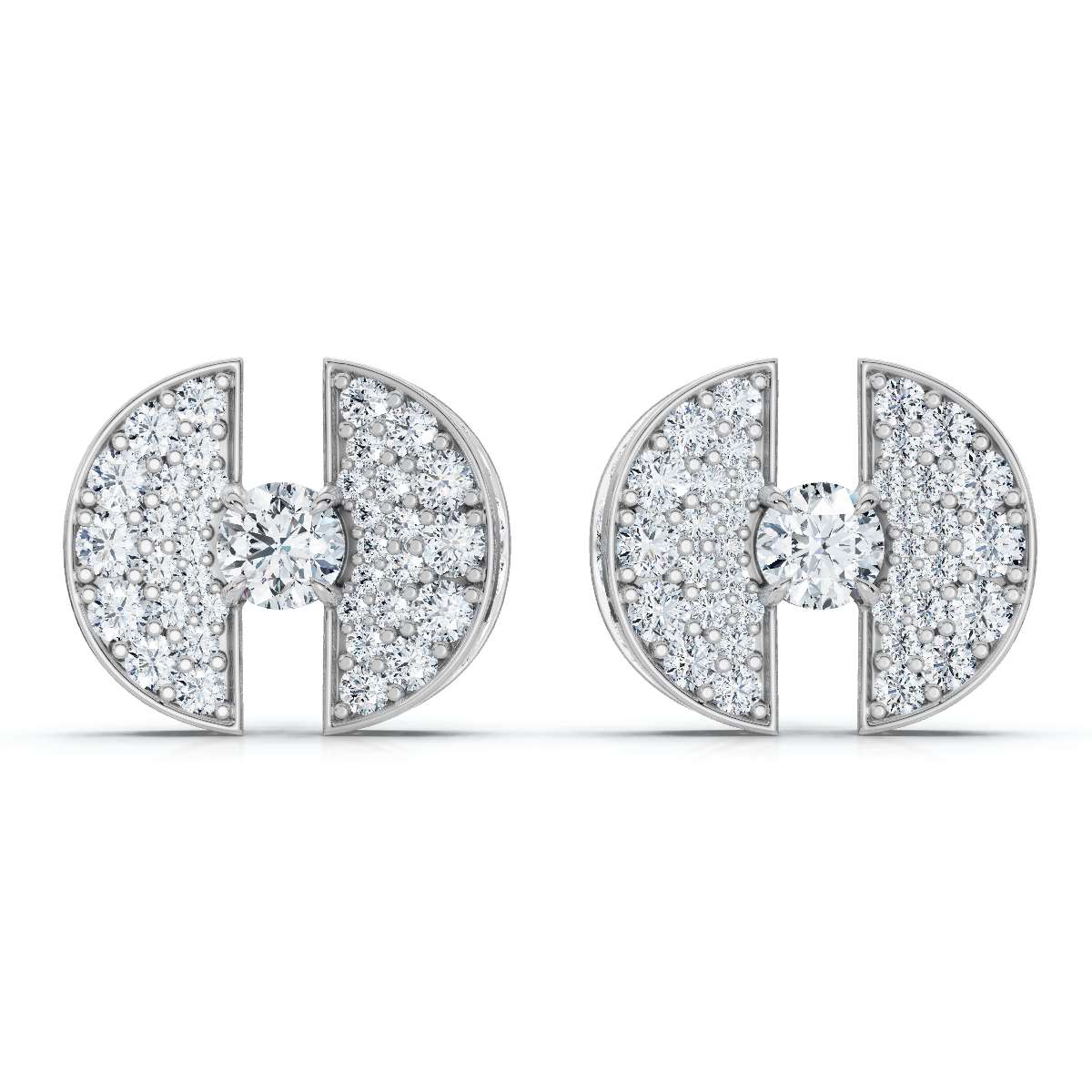The Eclipse Split-Disc: 3.72 CTW Architectural Solitaire Stud Earrings 14K-18K Gold/Platinum