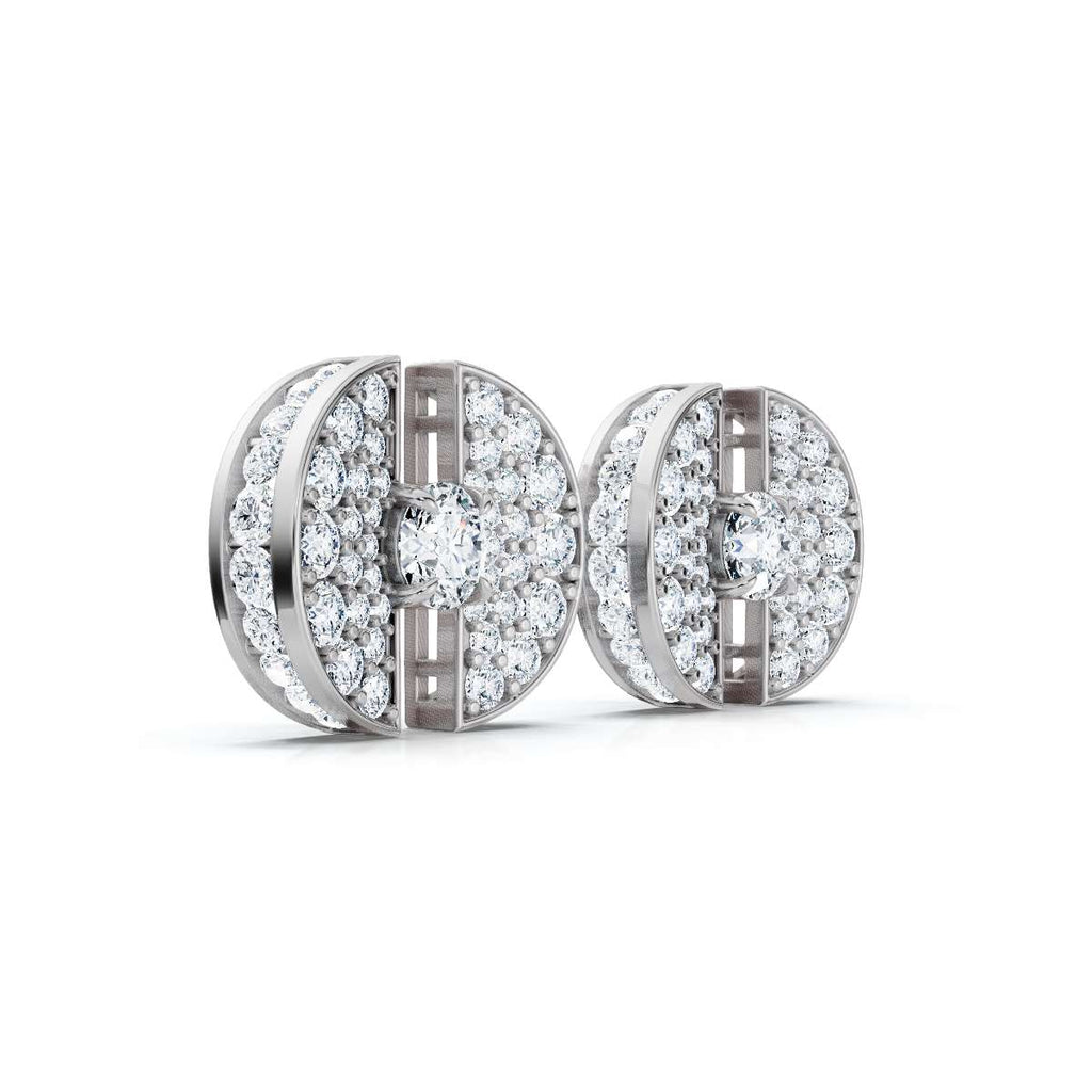 The Eclipse Split-Disc: 3.72 CTW Architectural Solitaire Stud Earrings 14K-18K Gold/Platinum