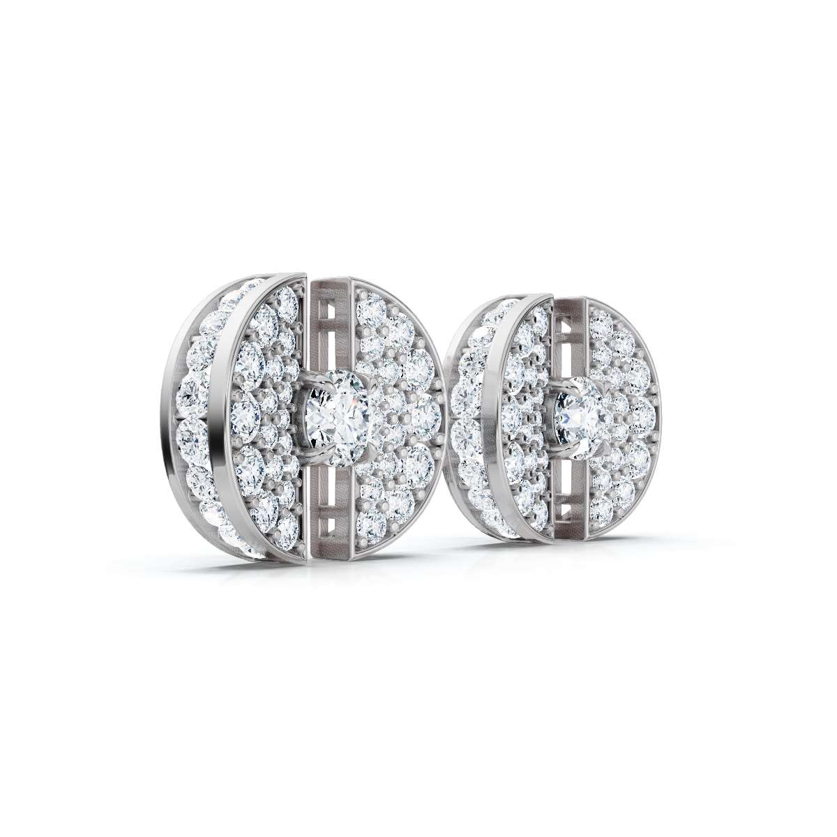 The Eclipse Split-Disc: 3.72 CTW Architectural Solitaire Stud Earrings 14K-18K Gold/Platinum
