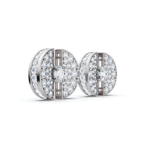 The Eclipse Split-Disc: 3.72 CTW Architectural Solitaire Stud Earrings 14K-18K Gold/Platinum