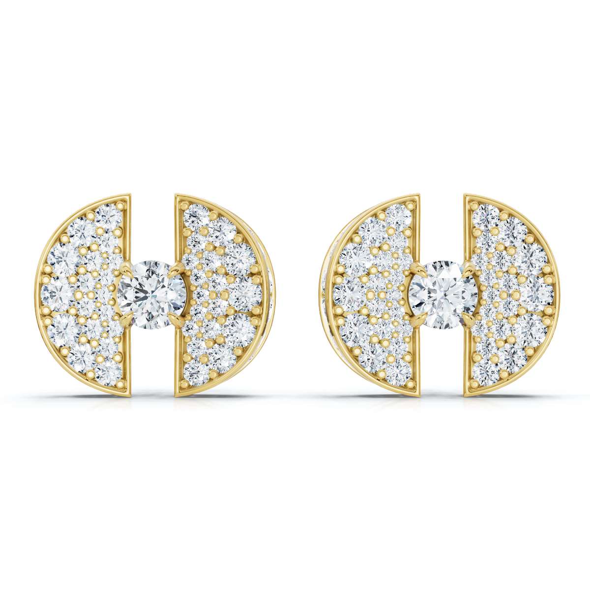 The Eclipse Split-Disc: 3.72 CTW Architectural Solitaire Stud Earrings 14K-18K Gold/Platinum