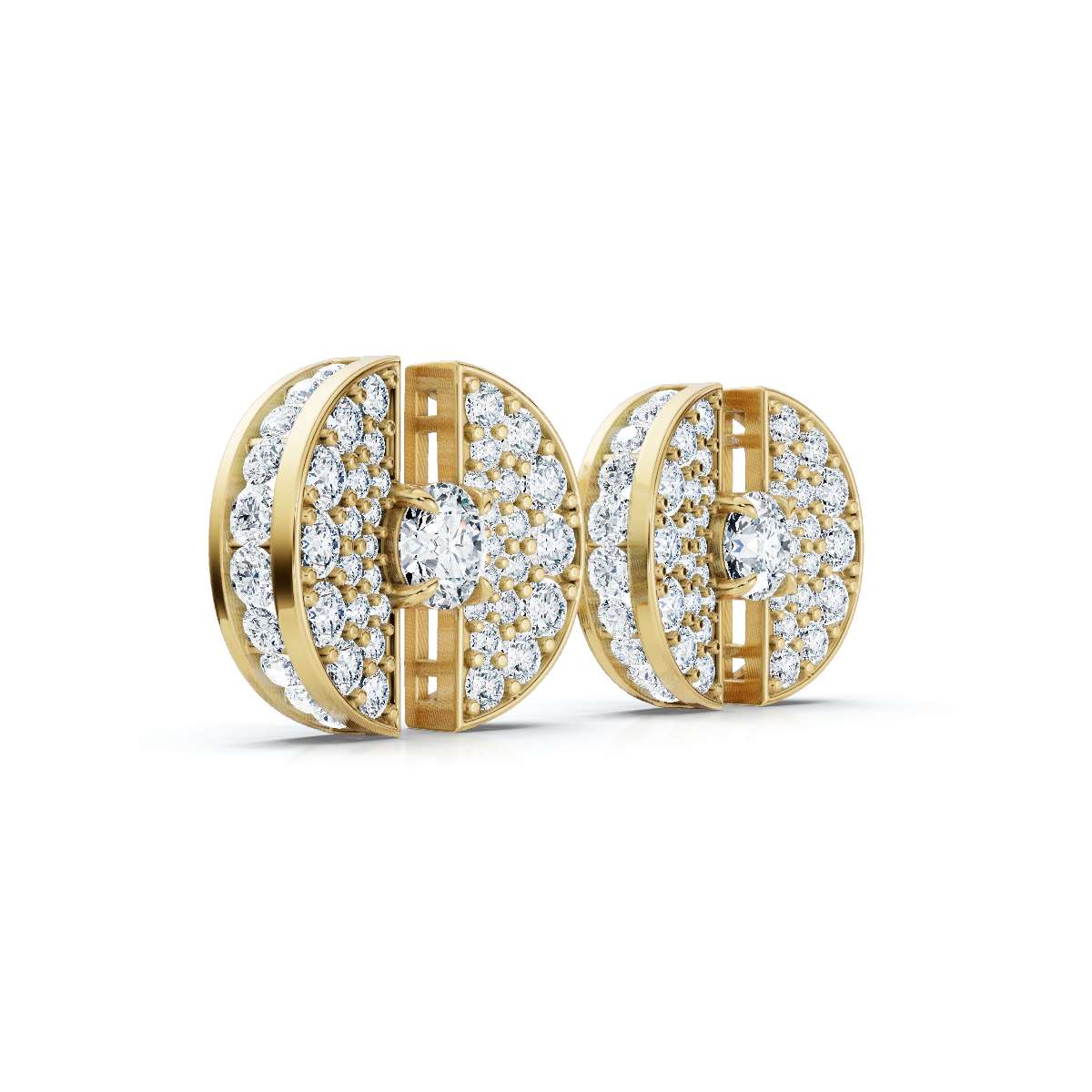 The Eclipse Split-Disc: 3.72 CTW Architectural Solitaire Stud Earrings 14K-18K Gold/Platinum