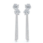 The Blossom Stiletto: 6.64 CTW Multi-Shape Floral Tassel Drop Earrings 14K-18K Gold/Platinum