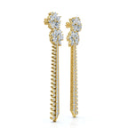 The Blossom Stiletto: 6.64 CTW Multi-Shape Floral Tassel Drop Earrings 14K-18K Gold/Platinum