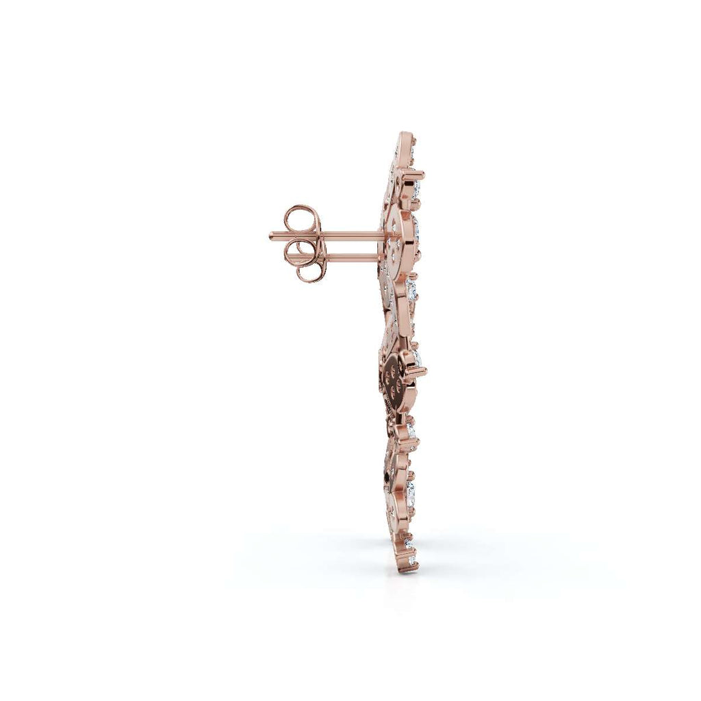The Blossom Cascade: 3.30 CTW Lab-Grown Diamond Floral Crawler Studs 14K-18K Gold/Platinum